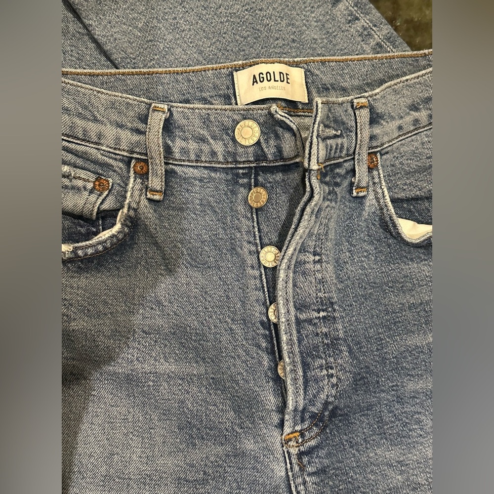 AGOLDE Riley High Rise Straight Crop Jeans in Light Wash - Size 26 - Picture 8 of 9